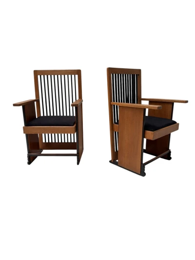 Two Art Deco Modernist High Back Armchairs by Architect Caspers, 1920s